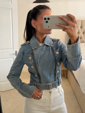 Denim jacket with gold details